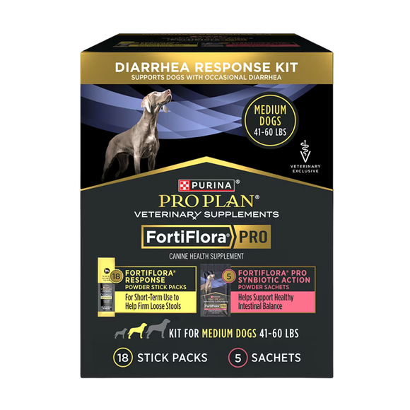 Purina FortiFlora PRO Diarrhea Response Kit for Dogs - Medium Dogs up to 41-60 lbs - Anti-Diarrheal Supplement 7