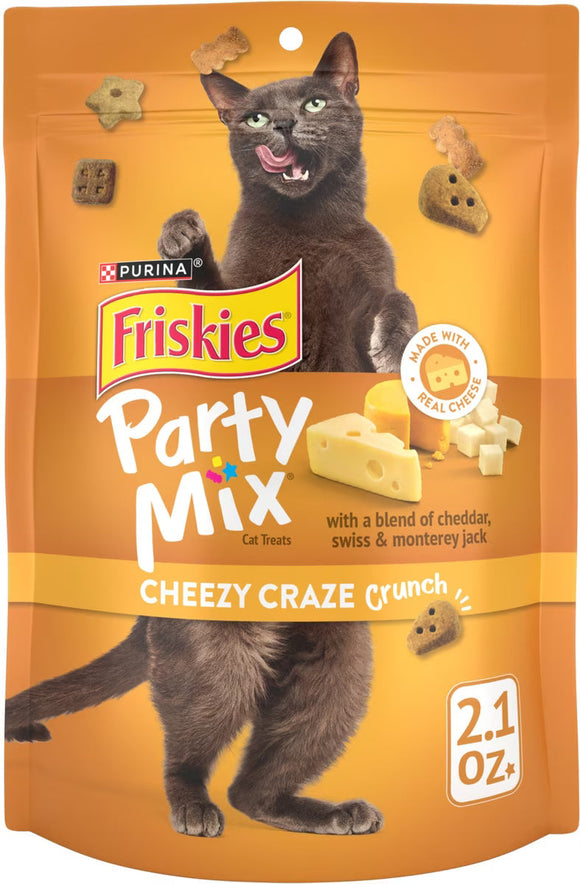Purina Friskies Party Mix Cheezy Craze Crunch Flavor Crunchy Cat Treats - 2.1 oz (2-pack) - Cat Treats 1