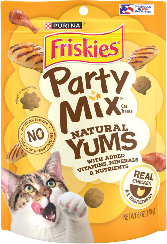 Purina Friskies Party Mix Natural Yums with Real Chicken Flavor Crunchy Cat Treats - 6-oz - Cat Treats 2
