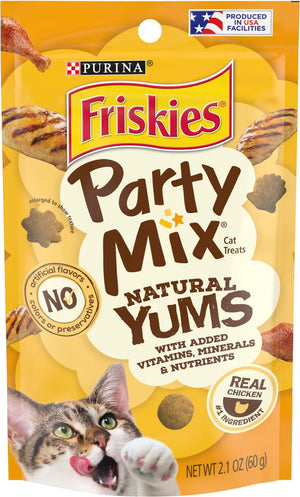 Purina Friskies Party Mix Natural Yums with Real Chicken Flavor Crunchy Cat Treats - 2.1 oz (2-pack) - Cat Treats 1