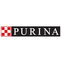 Purina logo featuring a red and white checkered square next to the word ’purina’ in bold, black capital letters.