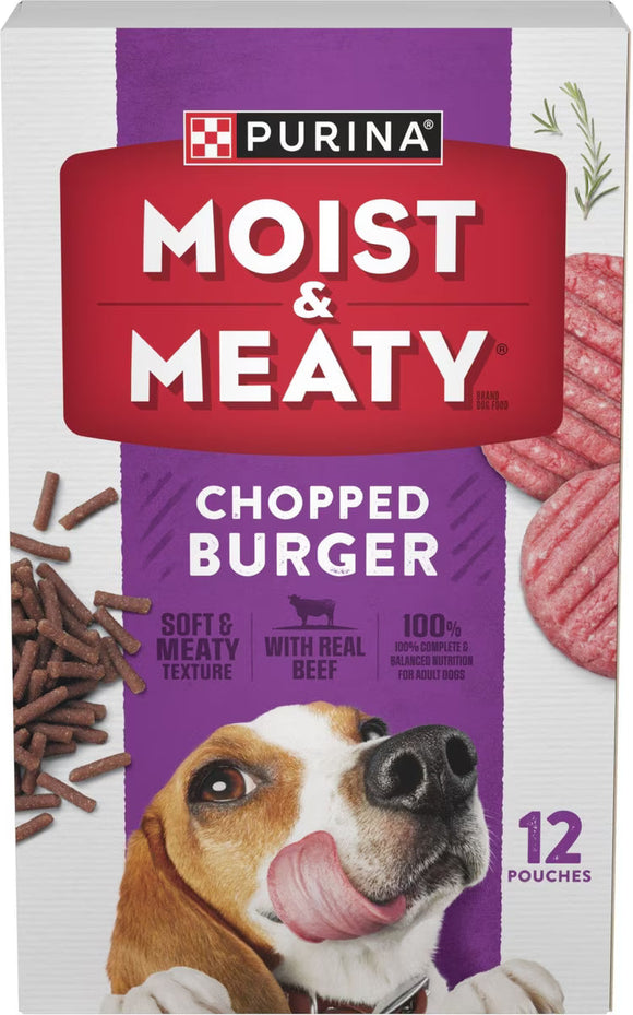 Purina Moist & Meaty Chopped Burger Dry Dog Food 6-oz case of 12 - Dog Food 1