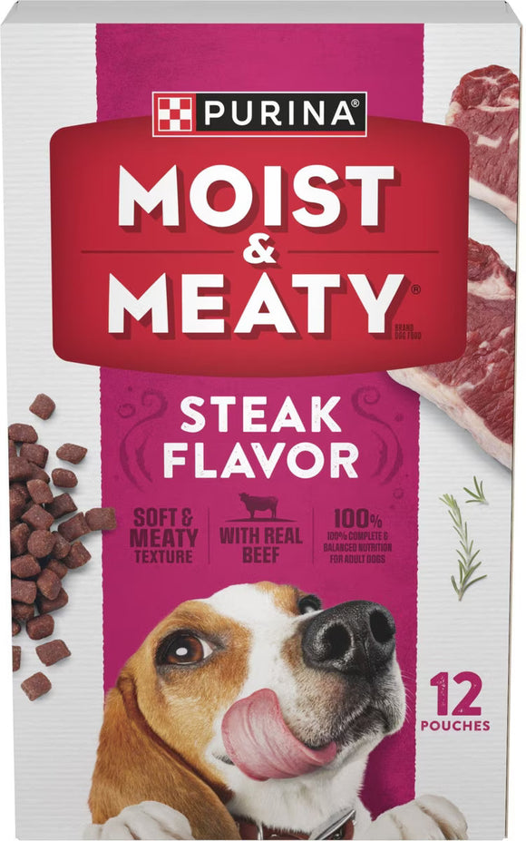 Purina Moist & Meaty Steak Flavor Dry Dog Food 6-oz case of 12 - Dog Food 1