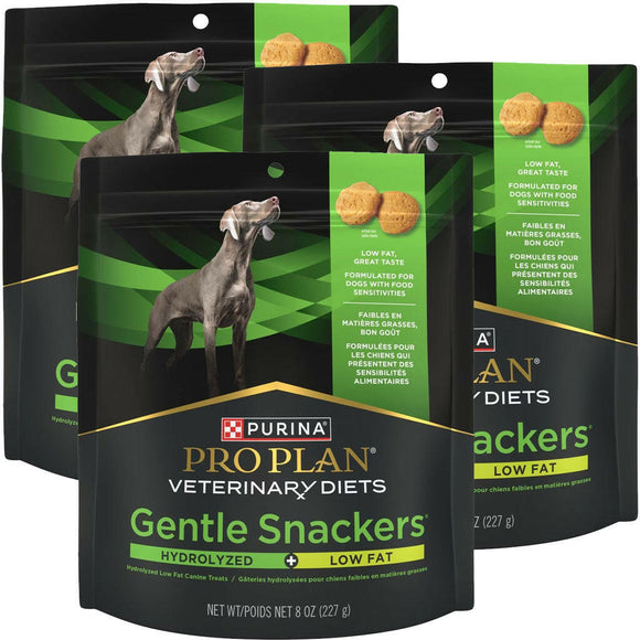 Purina Pro Plan Veterinary Diets Gentle Snackers Low Fat Hydrolyzed Dog Treats - pack of 3 - 8oz each