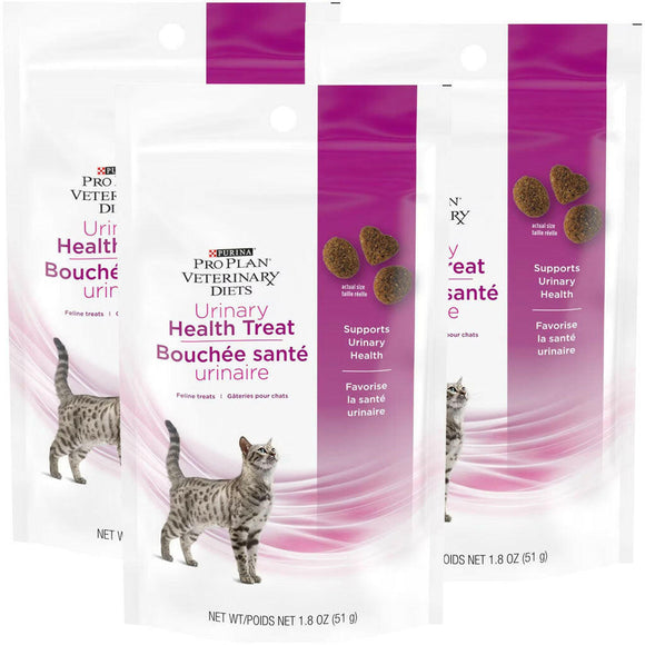Purina Pro Plan Veterinary Diets Urinary Health Crunchy Cat Treats Pouch - pack of 3, 1.8oz each