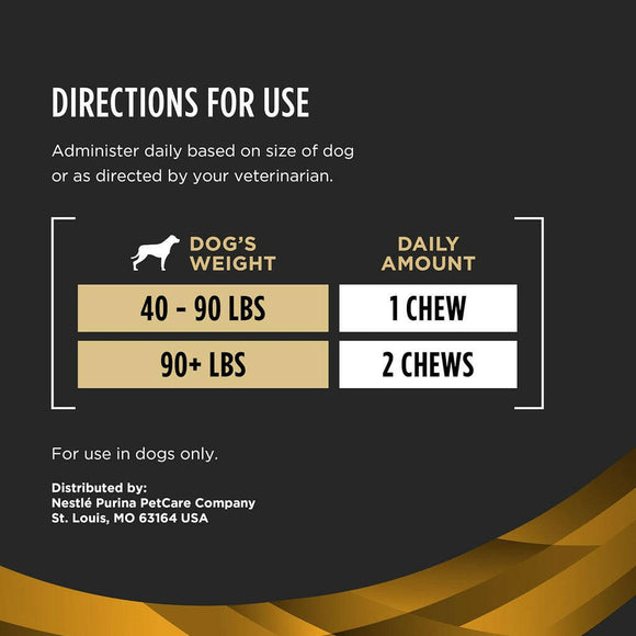 Directions to use - Purina Pro Plan Veterinary Supplements Joint Care Soft Chews for Medium & Large Dogs