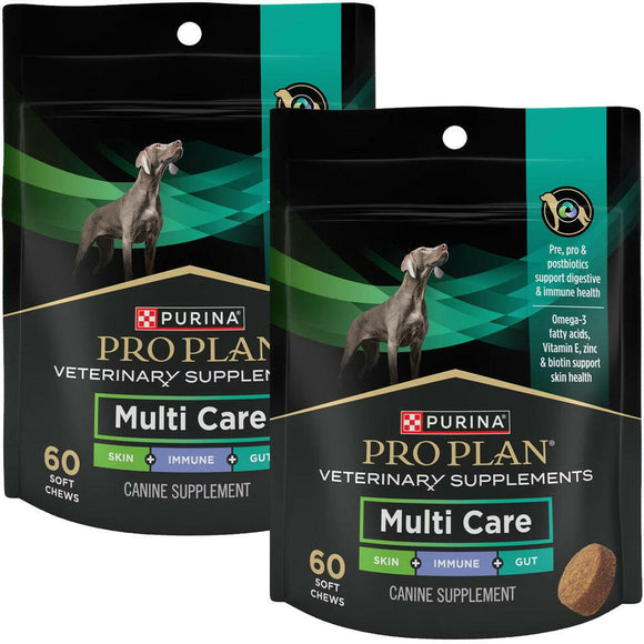 Purina Pro Plan Veterinary Supplement Multi Care Supplement Soft Chews for Dogs - pack of 2 - 60 soft chews each