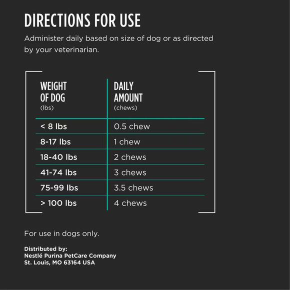 Directions for Use - Purina Pro Plan Veterinary Supplement Multi Care Supplement Soft Chews for Dogs