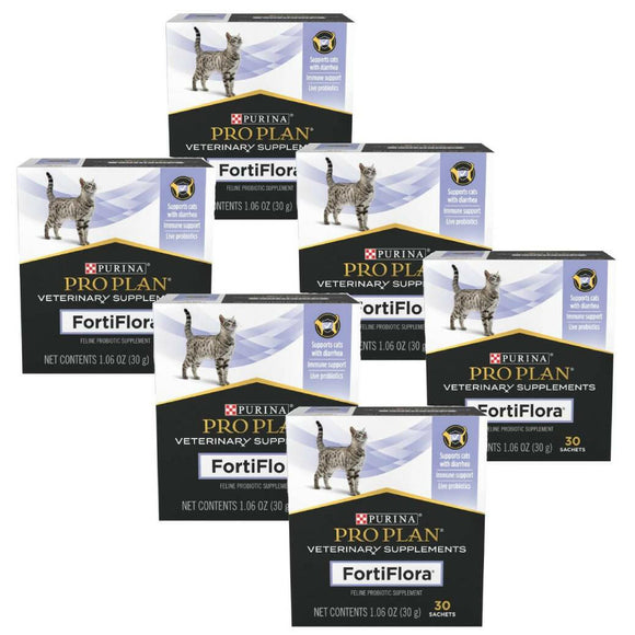 Purina Pro Plan Veterinary Supplements FortiFlora Probiotic Supplement for Cats - 180 sachets (pack of 6)