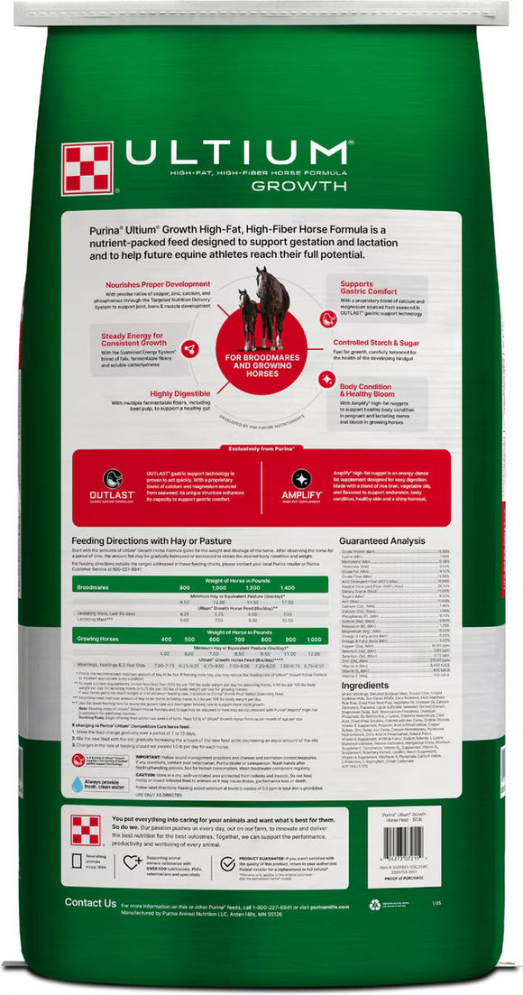 Purina Ultium Growth Horse Feed 50-lb - Horse Feed & Treats 3
