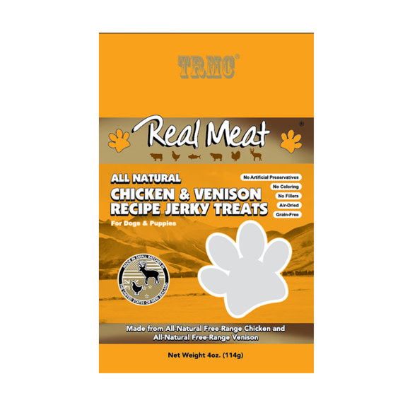 Real Meat All Natural Chicken & Venison Jerky Treats for Dogs - 4 oz - Dog Treats 1