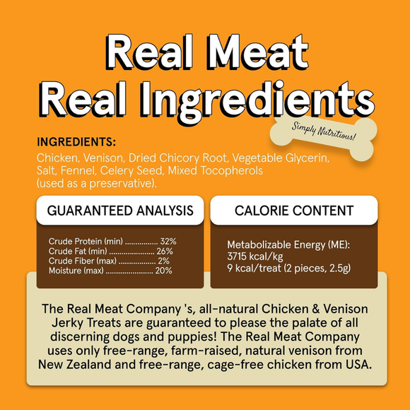 Real Meat All Natural Chicken & Venison Jerky Treats for Dogs - Dog Treats 8