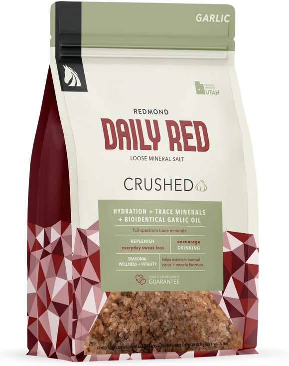Redmond Rock Crushed Loose Mineral Salt with Garlic for Fly Tick & Insect Season (5 lb) - Horse Vitamins & Supplements 1