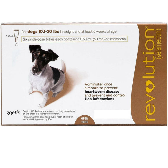Revolution Topical Solution for Dogs - 10.1-20 lbs (Brown) / 12 Doses - Pet Medicine 9