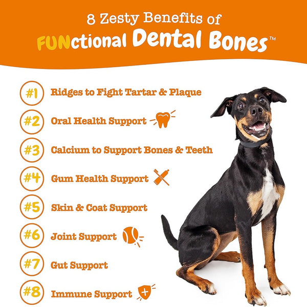Zesty Paws All-in-One Functional Dental Bone Chews For Regular/Medium Dogs (12 bones)