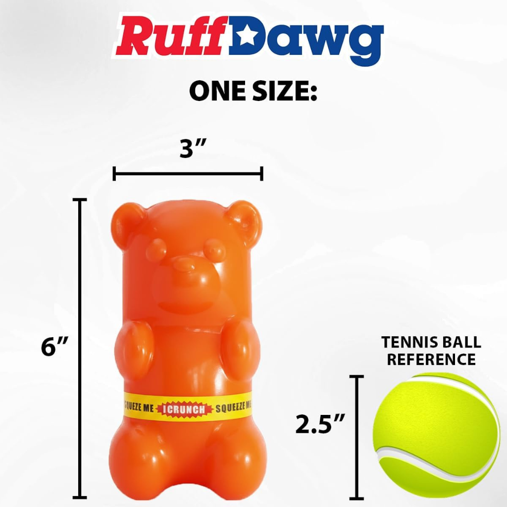 Ruff Dawg Gummy Bear Crunch Durable Dog Toy Assorted Colors