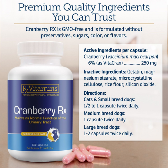 Rx Vitamins Cranberry Rx For Dogs and Cats (90 caps) - Cat and Dog & Probiotics Supplements 5