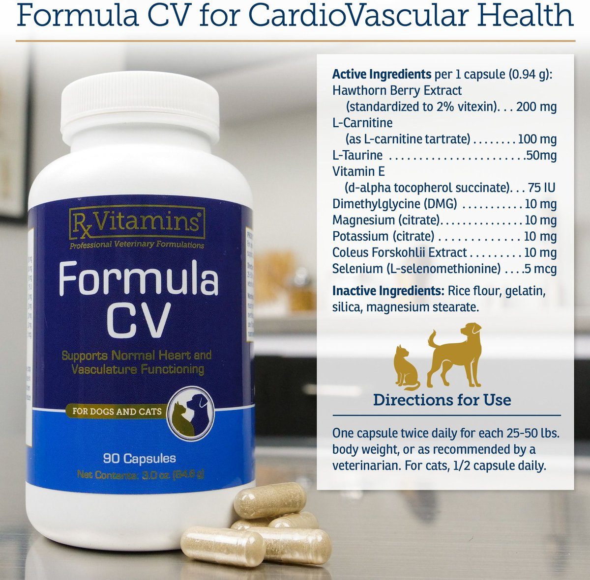 Rx Vitamins Formula CV Capsules for Dogs and Cats