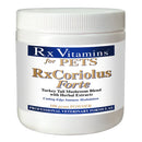 Jar of Rx Vitamins for Pets RxCoriolus Forte powder on a white background
