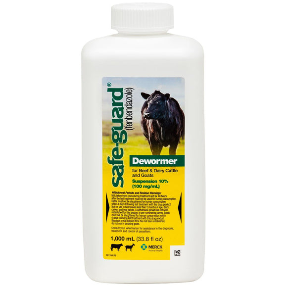 Safe-Guard Dewormer Suspension for Beef & Dairy Cattle - 1 Liter - Cattle Wormer 2