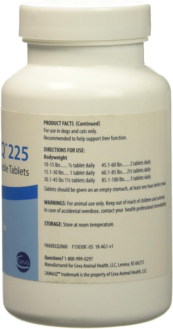 SAMeLQ S-Adenosyl-L Methionine 225 Chewable Tablets - Pet Vitamins & Supplements 3