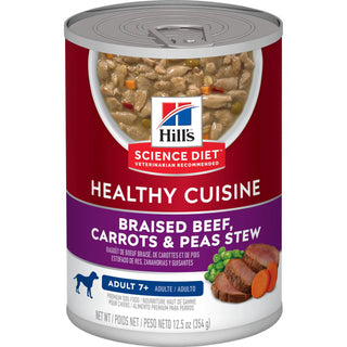 Hill's Science Diet Senior 7+ Healthy Cuisine Canned Dog Food, Braised Beef, Carrots & Peas Stew, 12.5 oz, 12 Pack wet dog food