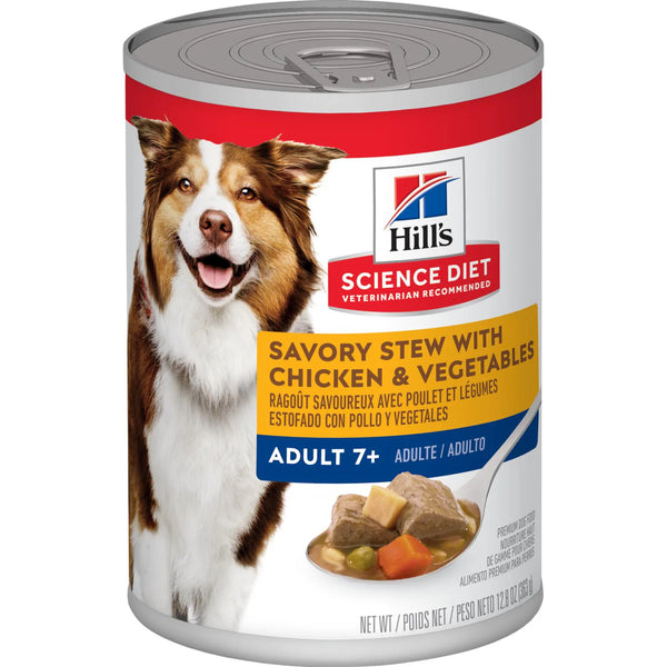 Hill's Science Diet Senior 7+ Canned Dog Food, Savory Stew with Chicken & Vegetables, 12.8 oz, 12 Pack wet dog food