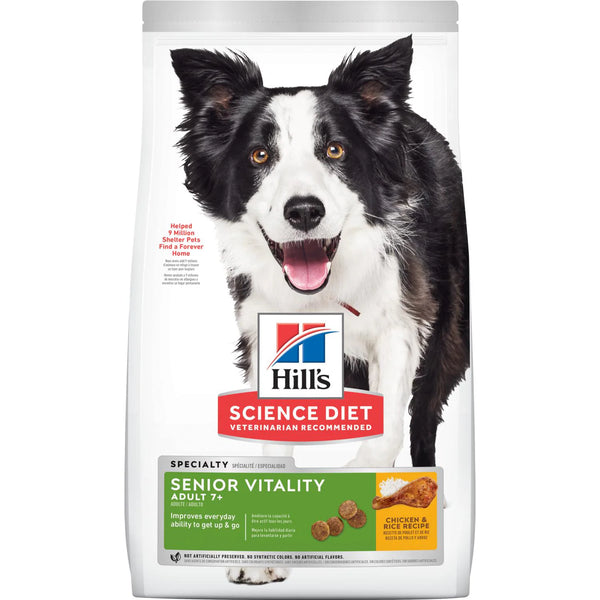Hill's Science Diet Senior 7+ Senior Vitality Dry Dog Food, Chicken & Rice Recipe, 21.5 lb Bag