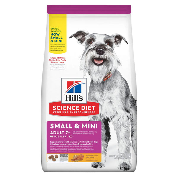 Hill's Science Diet Adult 7+ Small & Mini Chicken Meal & Brown Rice Recipe Dry Dog Food, 4.5 lb bag