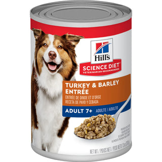Hill's Science Diet Senior 7+ Canned Dog Food, Turkey & Barley Entrée, 13.1 oz, 12 Pack wet dog food