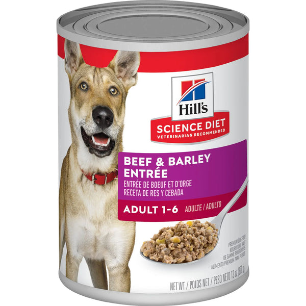 Hill's Science Diet Adult Canned Dog Food, Beef & Barley Entrée (13.1 oz x 12 cans)