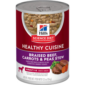 Hill's Science Diet Adult Healthy Cuisine Canned Dog Food, Braised Beef, Carrots & Peas Stew, 12.5 oz, 12 Pack wet dog food