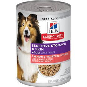 Hill's Science Diet Adult Sensitive Stomach & Skin Canned Dog Food, Salmon & Vegetable Entrée, 12.8 oz, 12 Pack wet dog food
