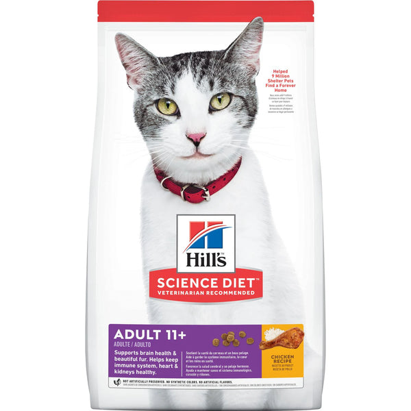 Hill's Science Diet Senior 11+ Dry Cat Food, Chicken Recipe, 3.5 lb Bag