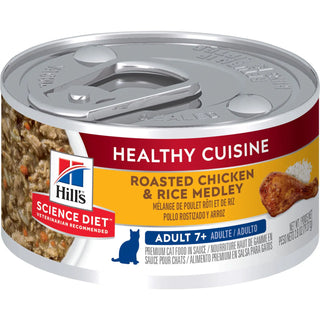 Hill's Science Diet Senior 7+ Healthy Cuisine Canned Cat Food, Roasted Chicken & Rice Medley, 2.8 oz, 24 Pack wet cat food