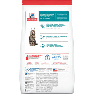 Hill's Science Diet Senior 7+ Indoor Dry Cat Food, Chicken Recipe, 15.5 lb Bag