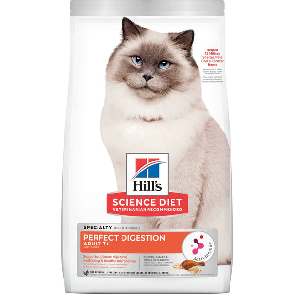 Hill's Science Diet Adult 7+ Perfect Digestion Chicken Dry Cat Food, 13 lb. Bag