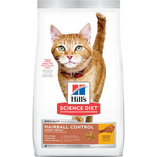 Hill's Science Diet Adult Hairball Control Light Dry Cat Food, Chicken Recipe, 7 lb Bag