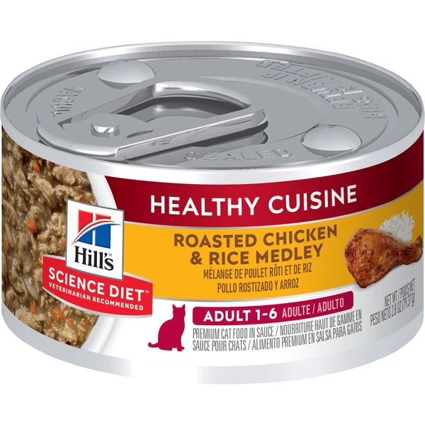 Hill's Science Diet Adult Healthy Cuisine Canned Cat Food, Roasted Chicken & Rice Medley, 2.8 oz, 24 Pack wet cat food