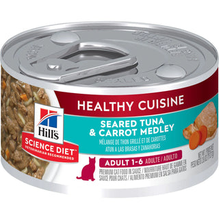 Hill's Science Diet Adult Healthy Cuisine Canned Cat Food, Seared Tuna & Carrot Medley, 2.8 oz, 24 Pack wet cat food