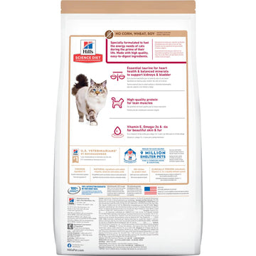 Hill's Science Diet Adult No Corn, Wheat or Soy Dry Cat Food, Chicken, 15 lb Bag