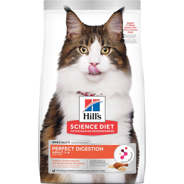 Hill's Science Diet Adult Perfect Digestion Chicken, Barley, & Whole Oats Recipe Dry Cat Food, 6 lb bag