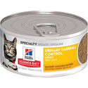 Hill's Science Diet Adult Urinary & Hairball Control Canned Cat Food, Savory Chicken Entrée, 5.5 oz, 24 Pack wet cat food