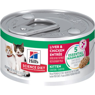 Hill's Science Diet Kitten Canned Cat Food, Liver & Chicken Entrée, 2.9 oz, 24 Pack wet cat food