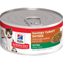 Hill's Science Diet Kitten Canned Cat Food, Savory Turkey Entrée, 5.5 oz, 24 Pack wet cat food