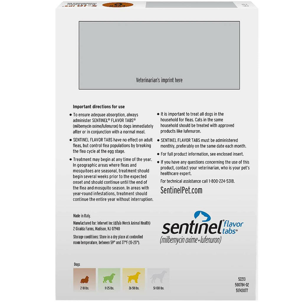 Sentinel Flea & Heartworm Prevention Flavor Tabs for Tiny Dogs