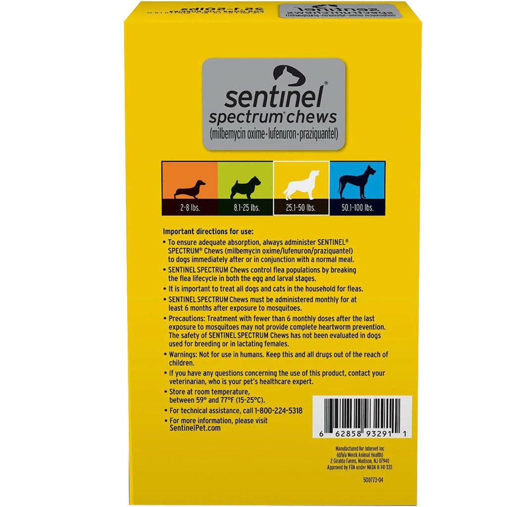 Sentinel Fogs Sentinel Spectrum Monthly Chews for Dogs | 25.1-50 lbs