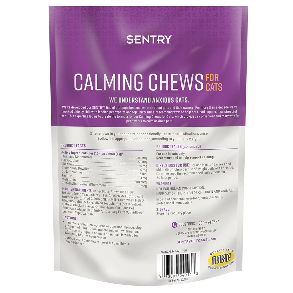 Sentry Calming Chews Supplement for Cats - Treat Anxiety