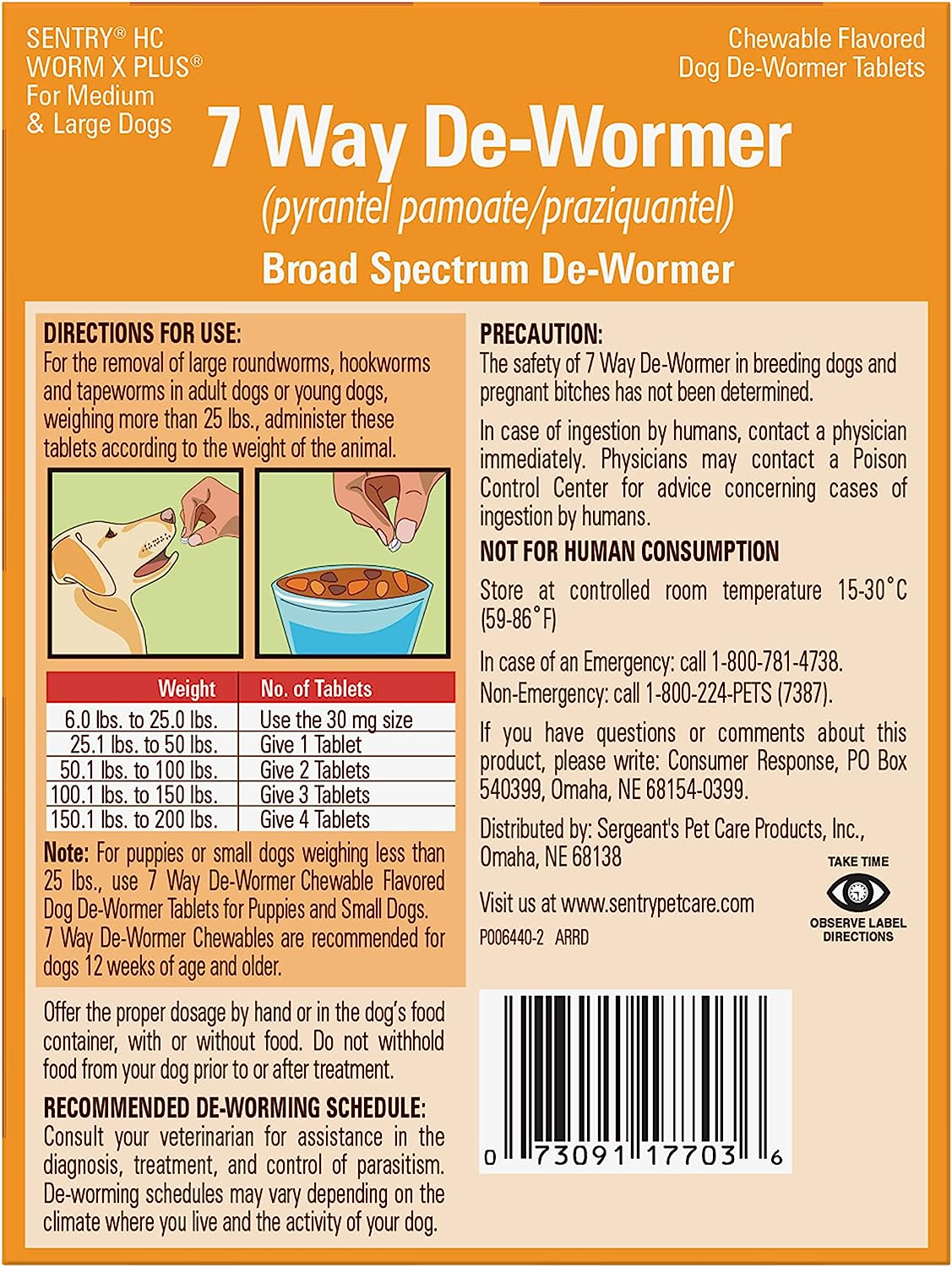Sentry HC 7 Worm X Plus Way De-Wormer for Tapeworms