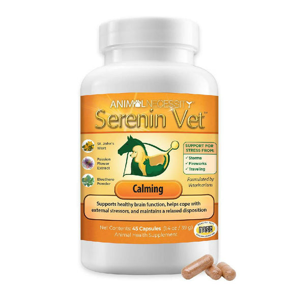 Serenin Vet Calming Capsules Supplement for Dogs, Cats and Horses - 45 Capsules